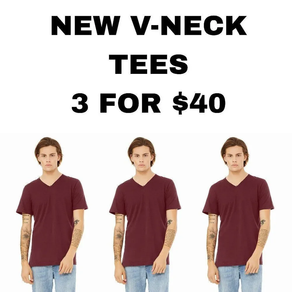 NEW 3 pack unisex/ men women shirt v neck short sleeve 3 shirts great de…